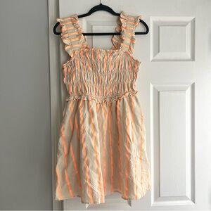 English Factory Stripe Ruffle Strap Mini Dress